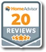 HomeAdvisor badge showing 20 reviews with a five-star rating.